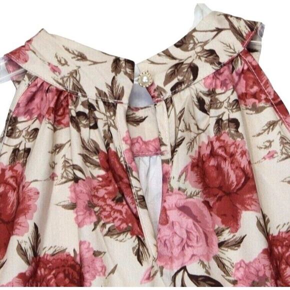 Shein Maxi Dress Halter Neck Women L Satin Beige Pink Floral Summer Beach - Picture 5 of 16